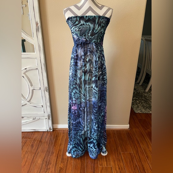 Pia Rossini - Long Blue Tube Top Swimsuit Cover Up - Size: Medium - Picture 1 of 5